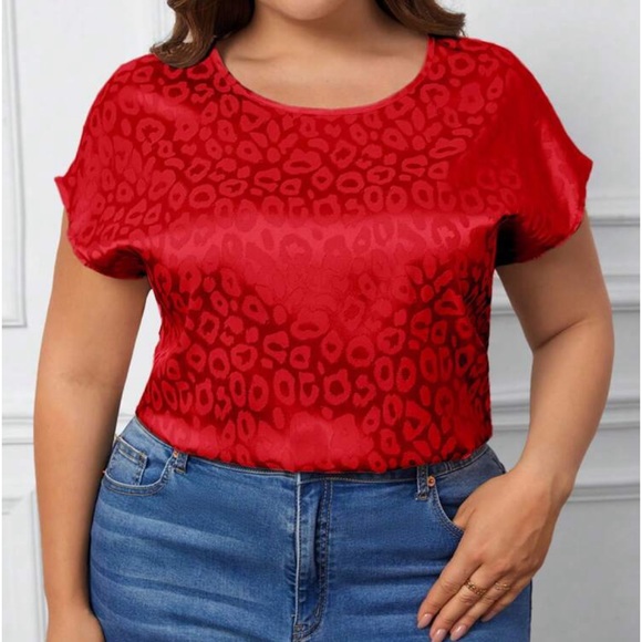 Luxe Plus Size Satin Leopard Print Work Office Top Blouse Shirt - Picture 1 of 16